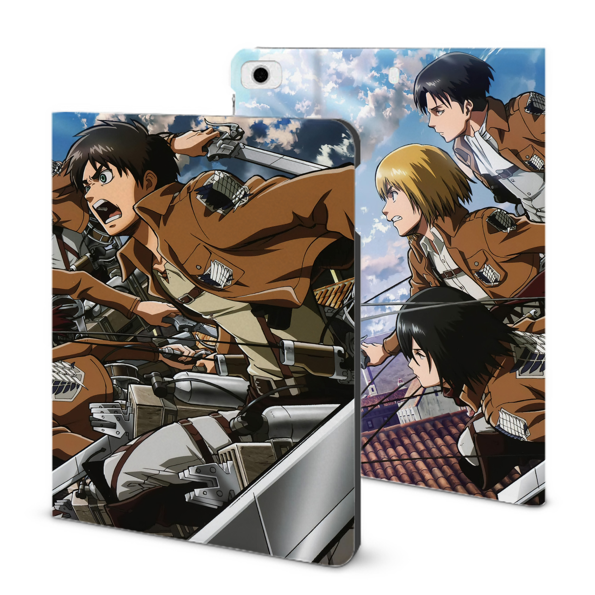 （画像用） 進撃の巨人 Attack on Titan IPad ケース ブック型 PUレザー TPU 耐衝撃 軽量 薄型 ペン収納なし 全面保護 IPad 各モデル対応
